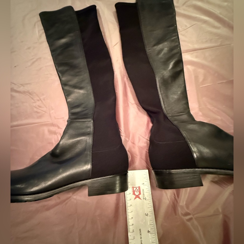NWOT Stuart Weitzman 5050 Black Leather Over the knee boots Size 6 MSRP $795 - Picture 7 of 15
